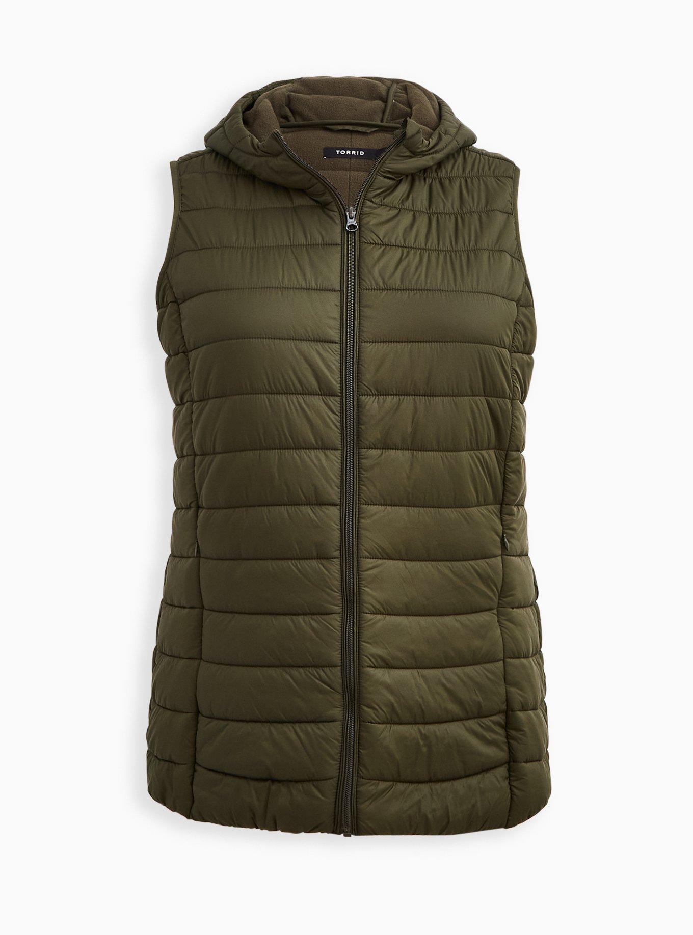 Plus Size - Puffer Vest - Nylon Olive - Torrid