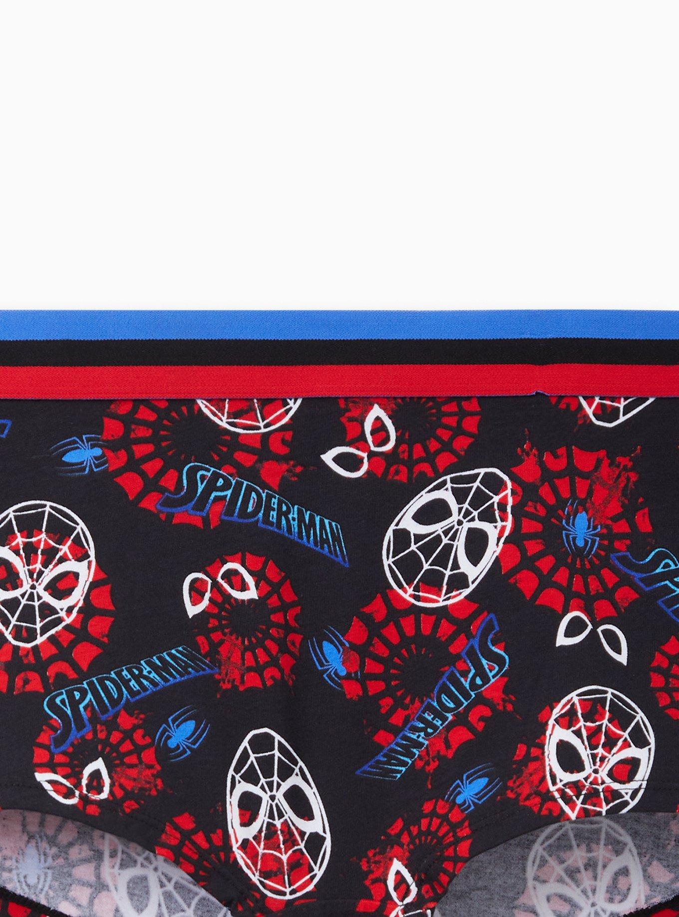 Plus Size Boyshort Panty - Cotton Spiderman Black, MULTI, alternate