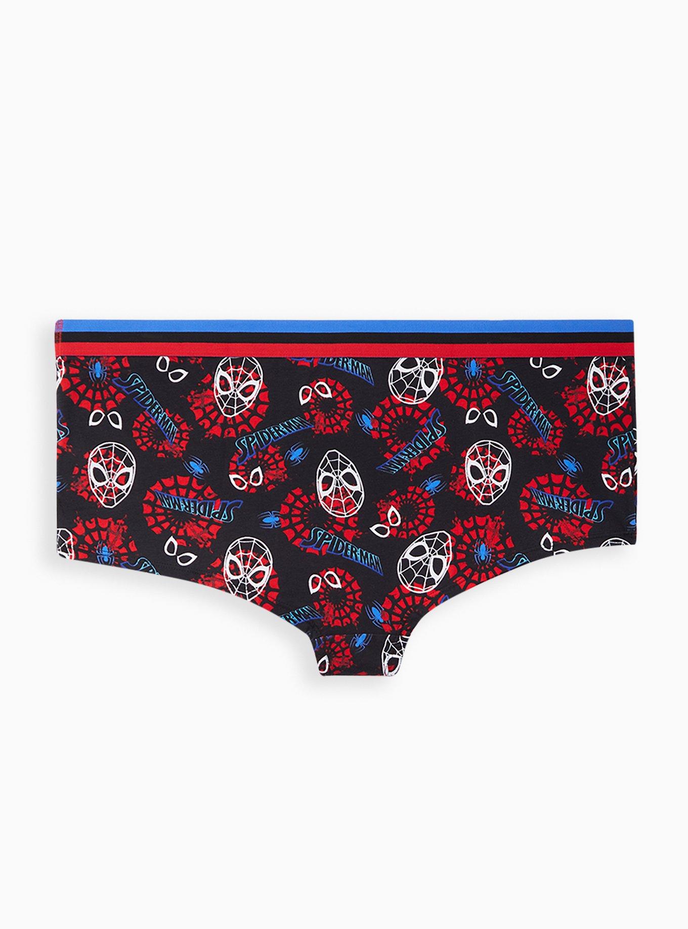 Plus Size Boyshort Panty - Cotton Spiderman Black, MULTI, alternate