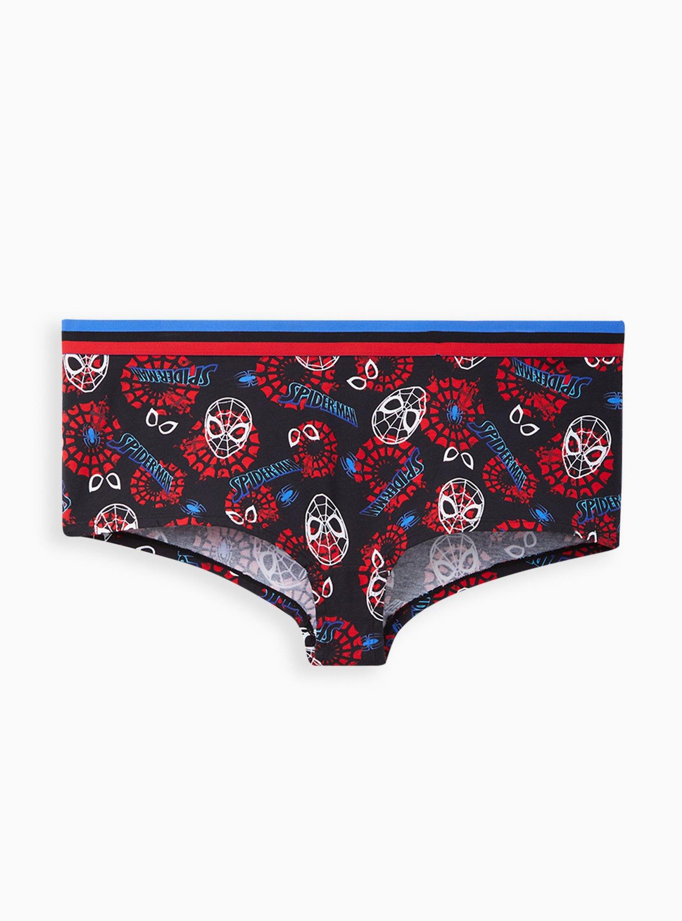 Plus Size Boyshort Panty - Cotton Spiderman Black, MULTI, hi-res