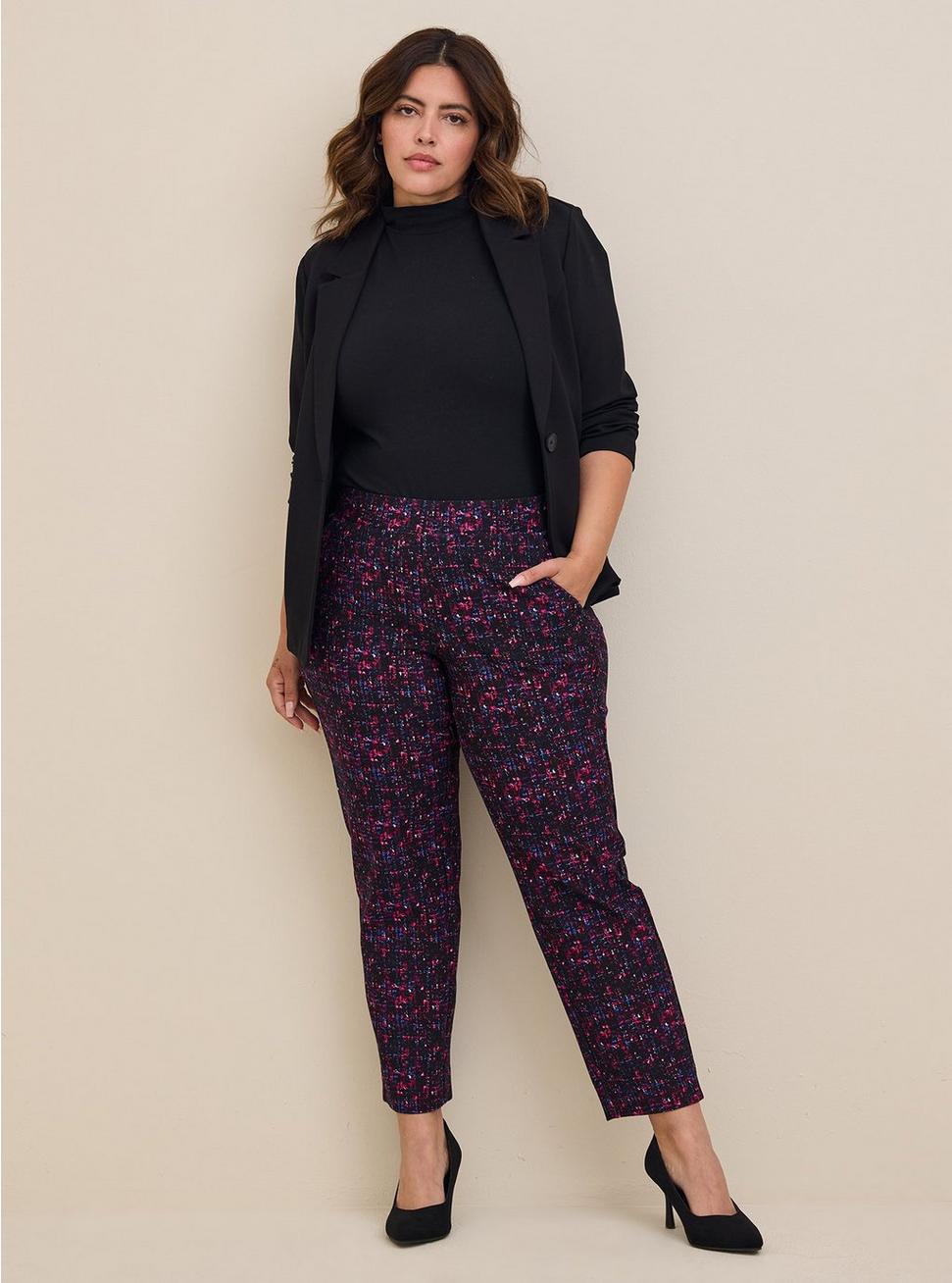 Plus Size Pull-On Relaxed Taper Studio Luxe Ponte High-Rise Pant, MULTI, hi-res