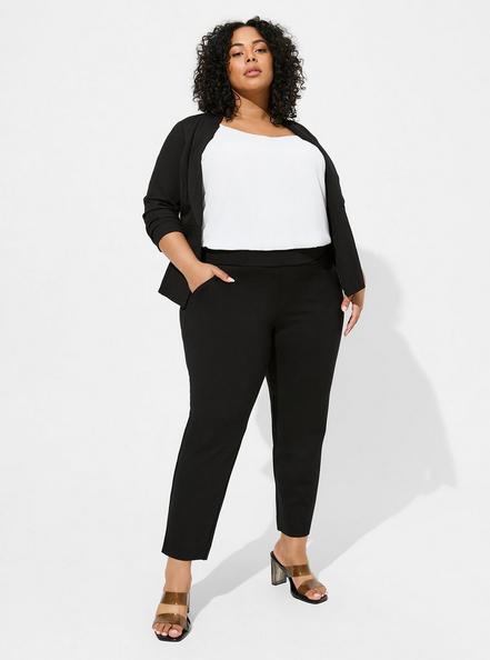 Pull-On Relaxed Taper Studio Luxe Ponte High-Rise Pant, DEEP BLACK, hi-res