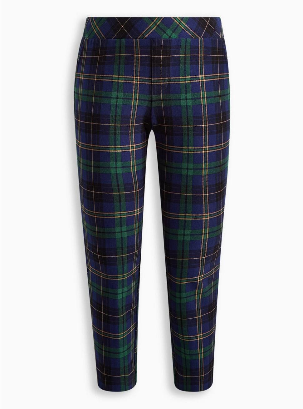 Pull-On Relaxed Taper Studio Luxe Ponte High-Rise Pant, PLAID BLUE, hi-res