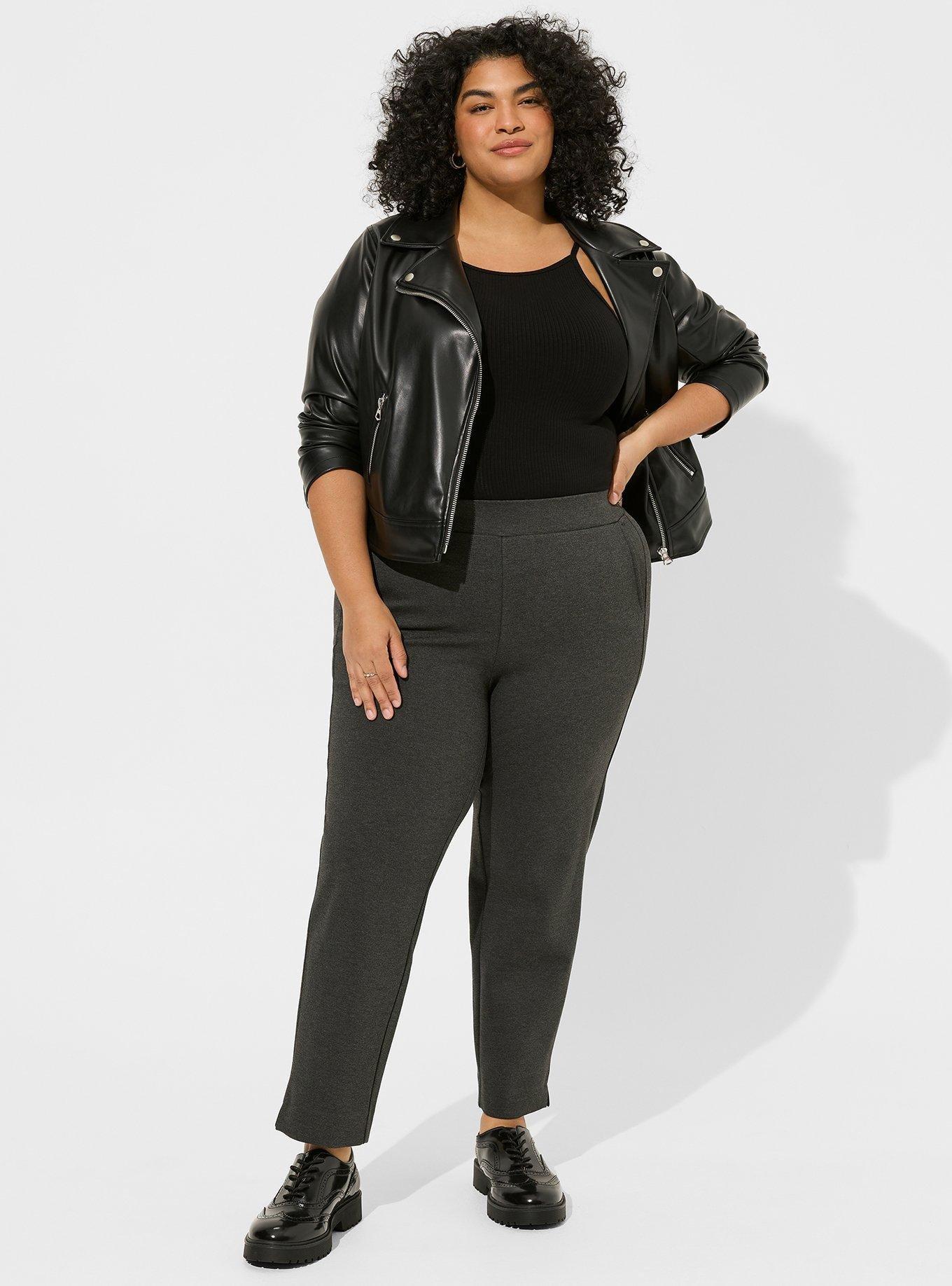 Plus Size - Pull-On Relaxed Taper Studio Luxe Ponte High-Rise Pant