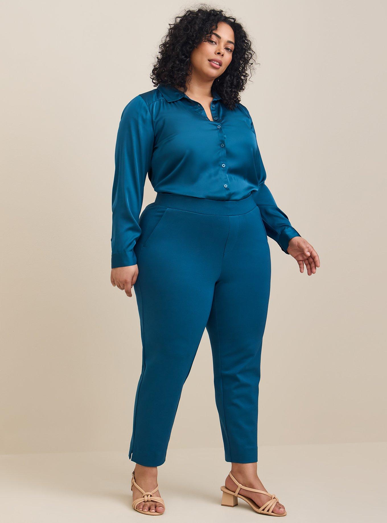 Plus Size - Pull-On Relaxed Taper Studio Luxe Ponte High-Rise Pant