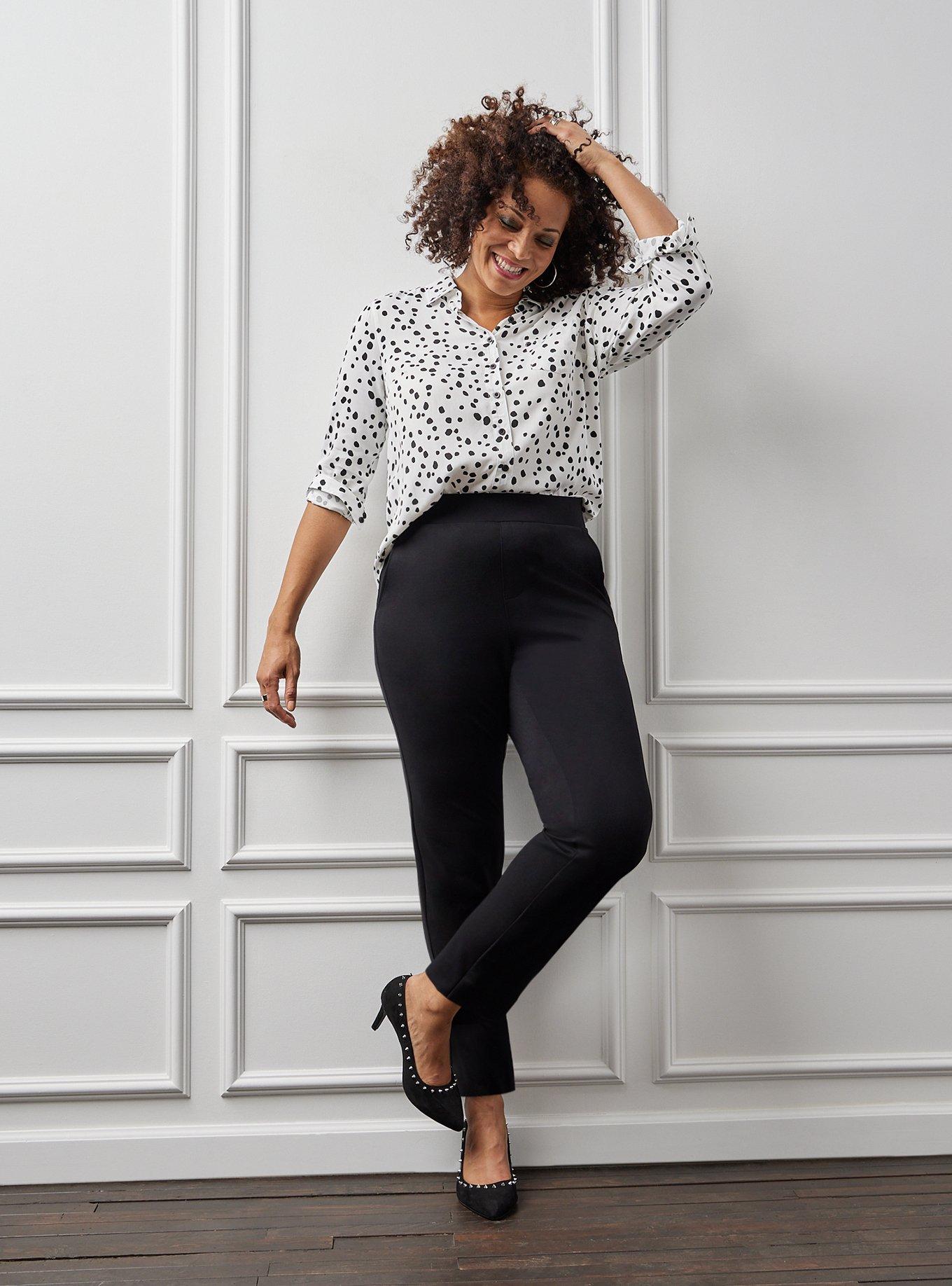 Plus Size - Pull-On Relaxed Taper Studio Luxe Ponte High-Rise Pant