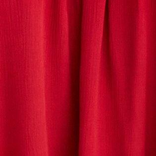 Crinkle Gauze Lace Trim Cold Shoulder Top, JESTER RED, swatch