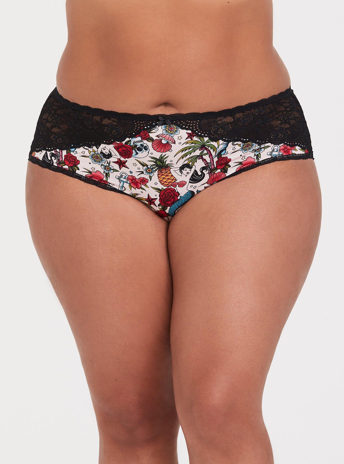 Microfiber And Lace Mid-Rise Cheeky Panty