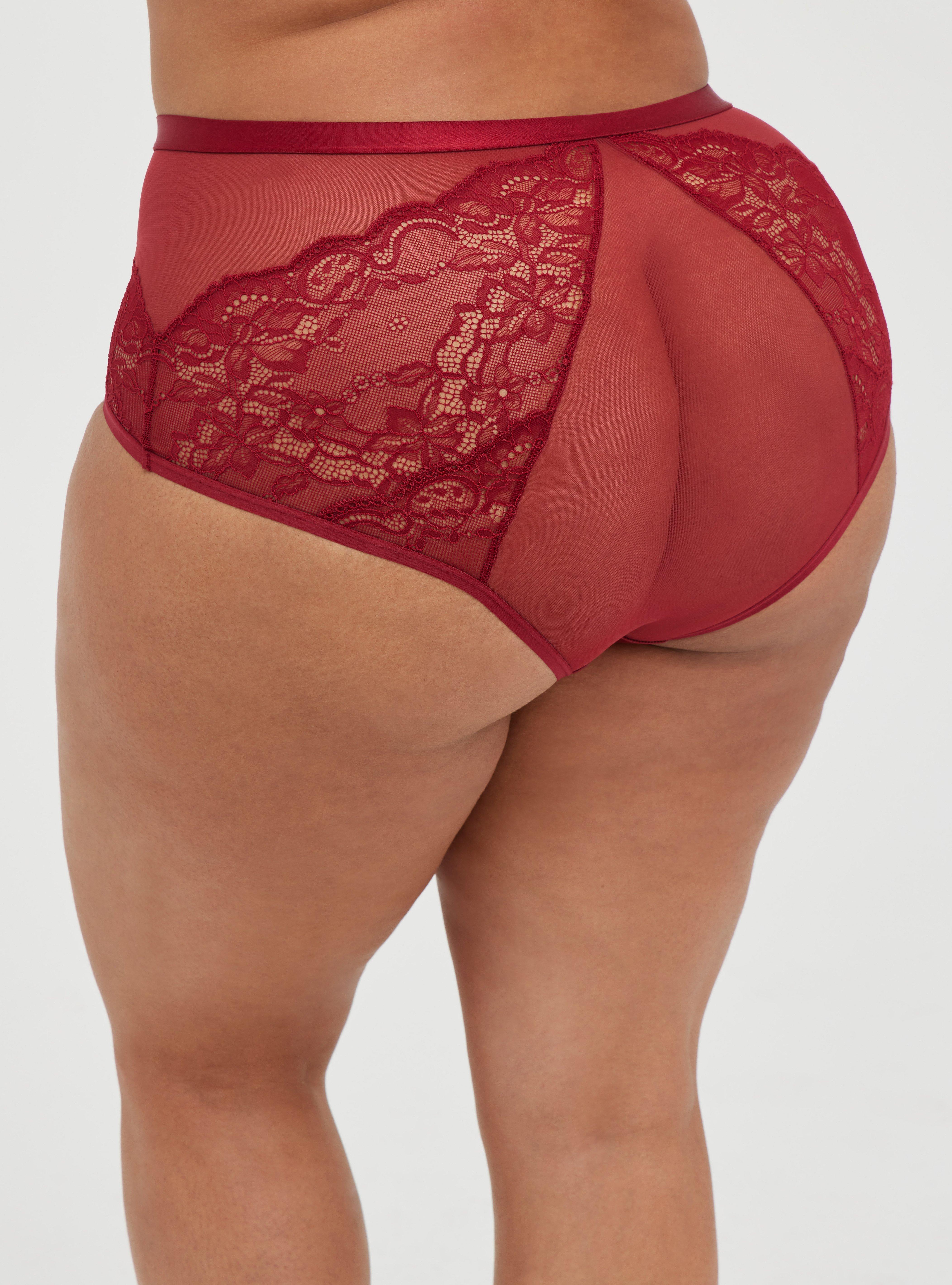 Music Legs Plus size cheeky lace panty with satin bow 10015q-hpink/bk1x/2x
