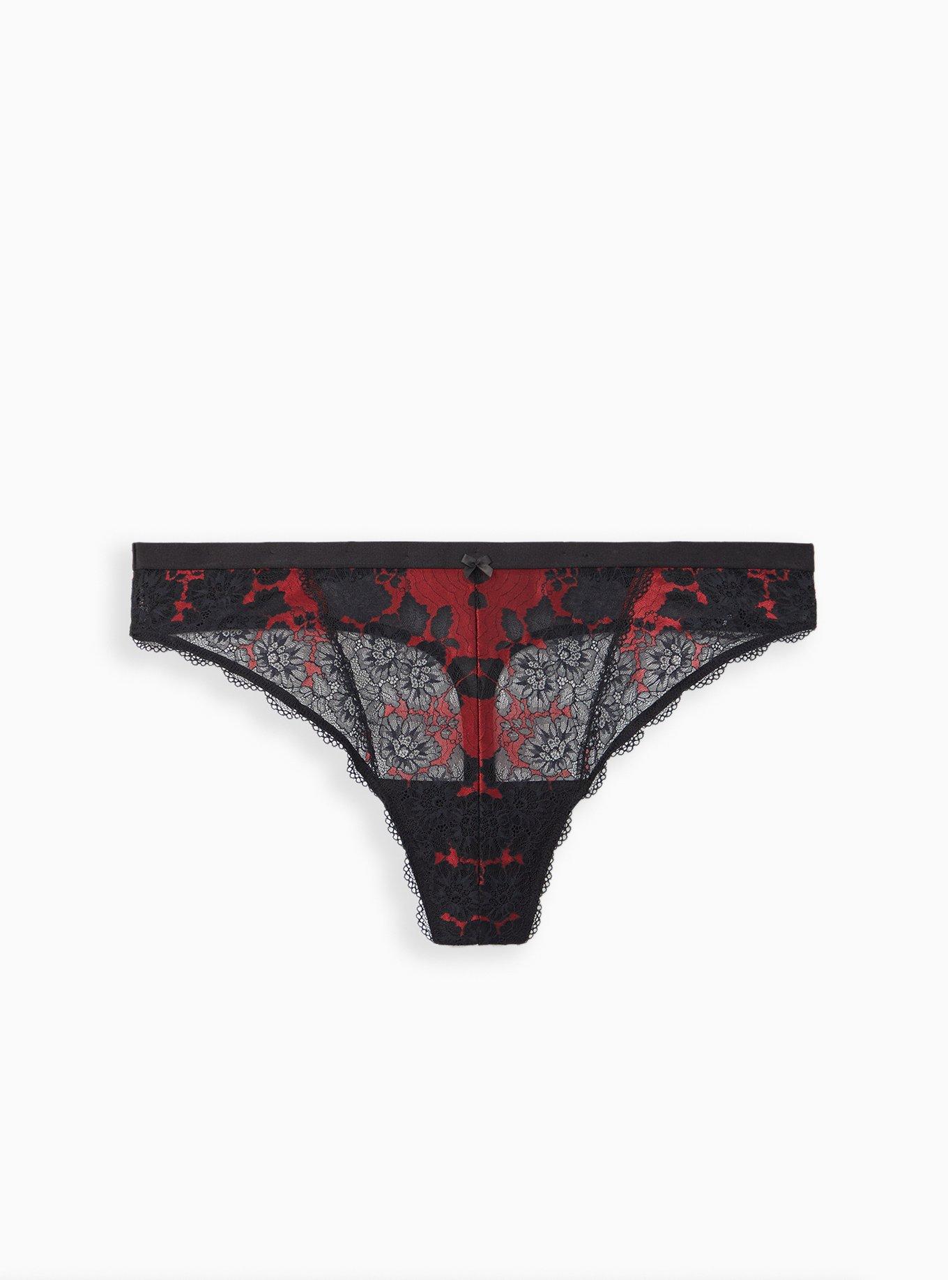 Two Tone Lace Mid-Rise Thong Panty