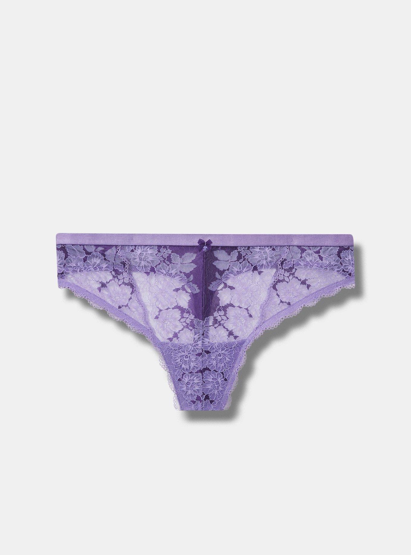 Plus Size - Two Tone Lace Mid-Rise Thong Panty - Torrid