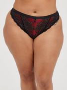 Two Tone Lace Mid-Rise Thong Panty, , hi-res