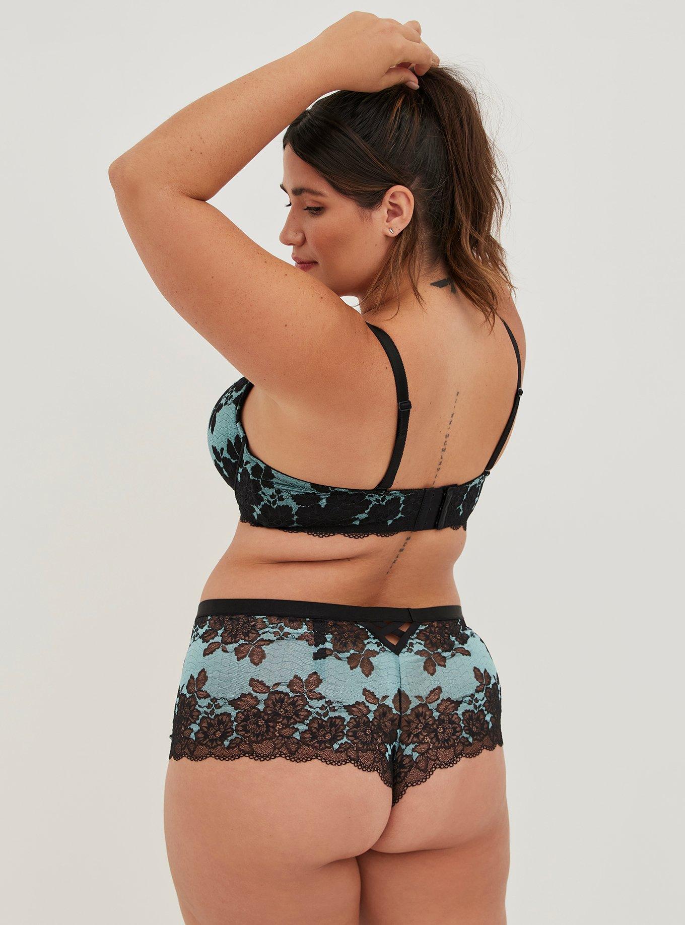 Plus Size - Two Tone Lace Mid-Rise Cheeky Panty - Torrid