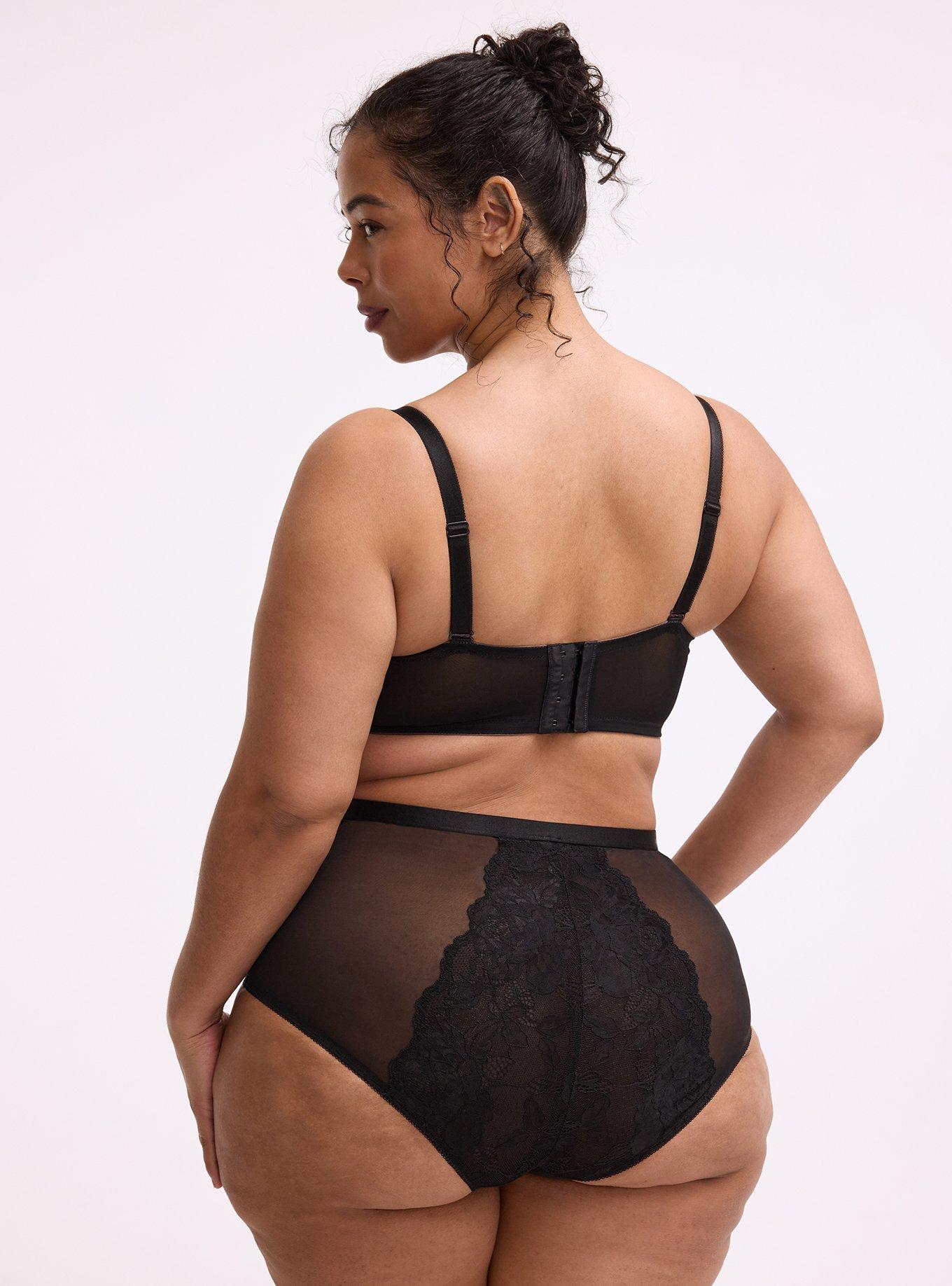 High-Rise Floral Lace Brief Panty, RICH BLACK, alternate