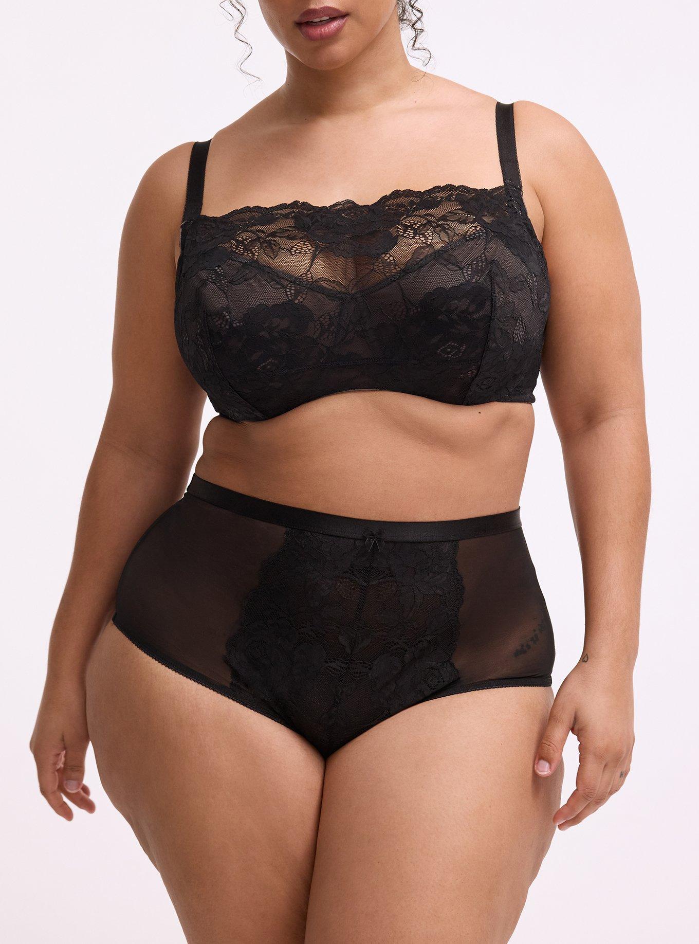 High-Rise Floral Lace Brief Panty, RICH BLACK, alternate