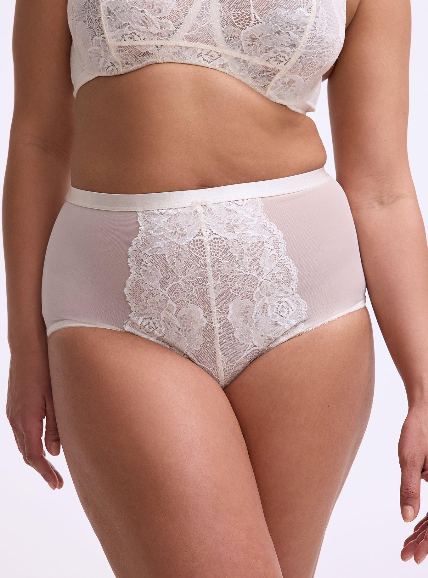 High-Rise Floral Lace Brief Panty, PRISTINE, alternate
