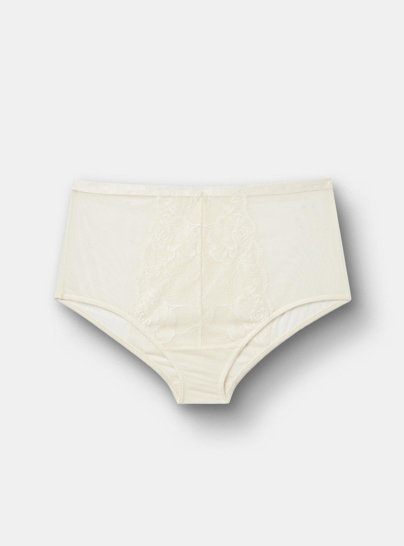 High-Rise Floral Lace Brief Panty, PRISTINE, hi-res