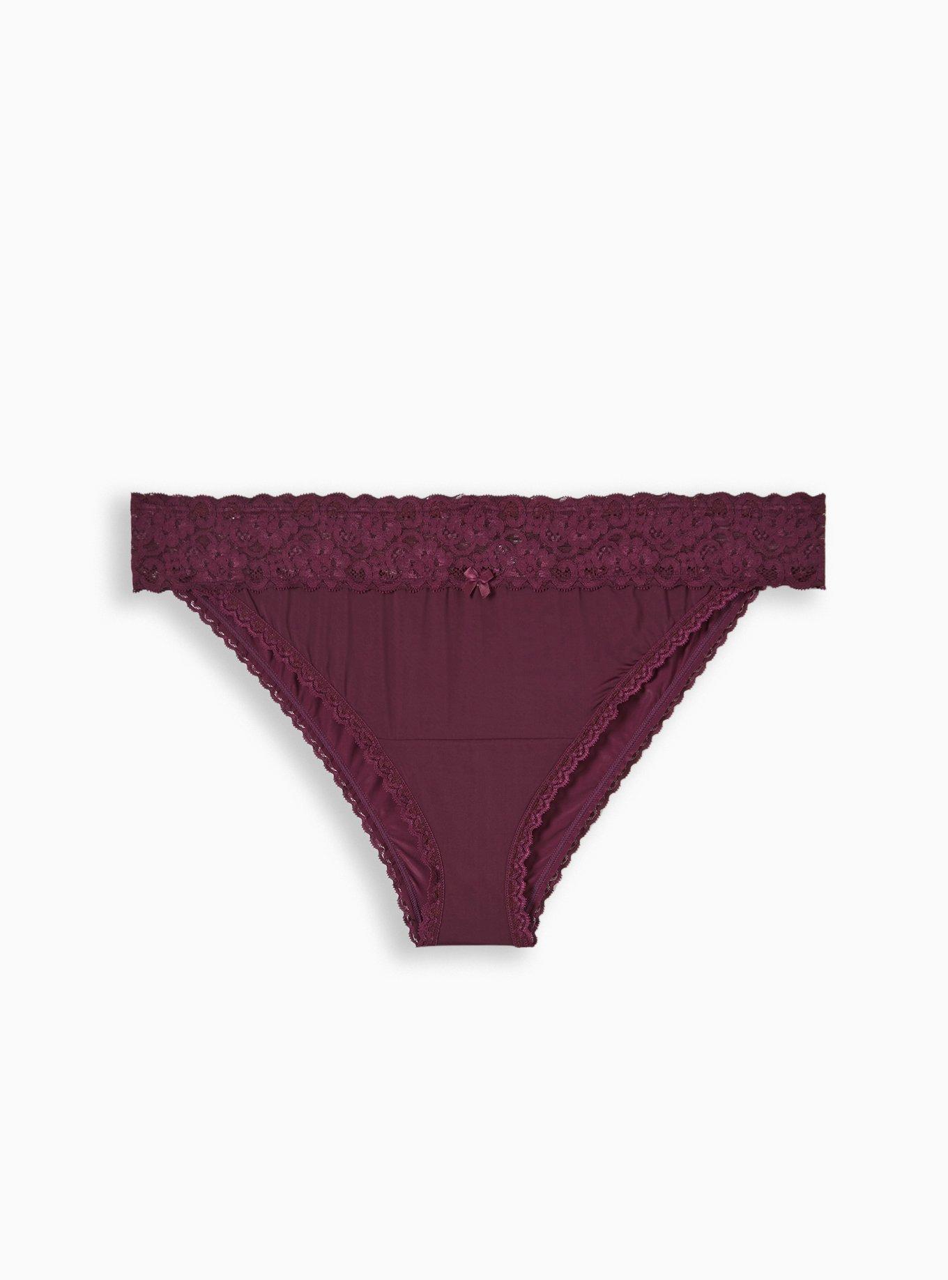 Lace Trim Seam Detail Stretch Microfiber Panty, Panties