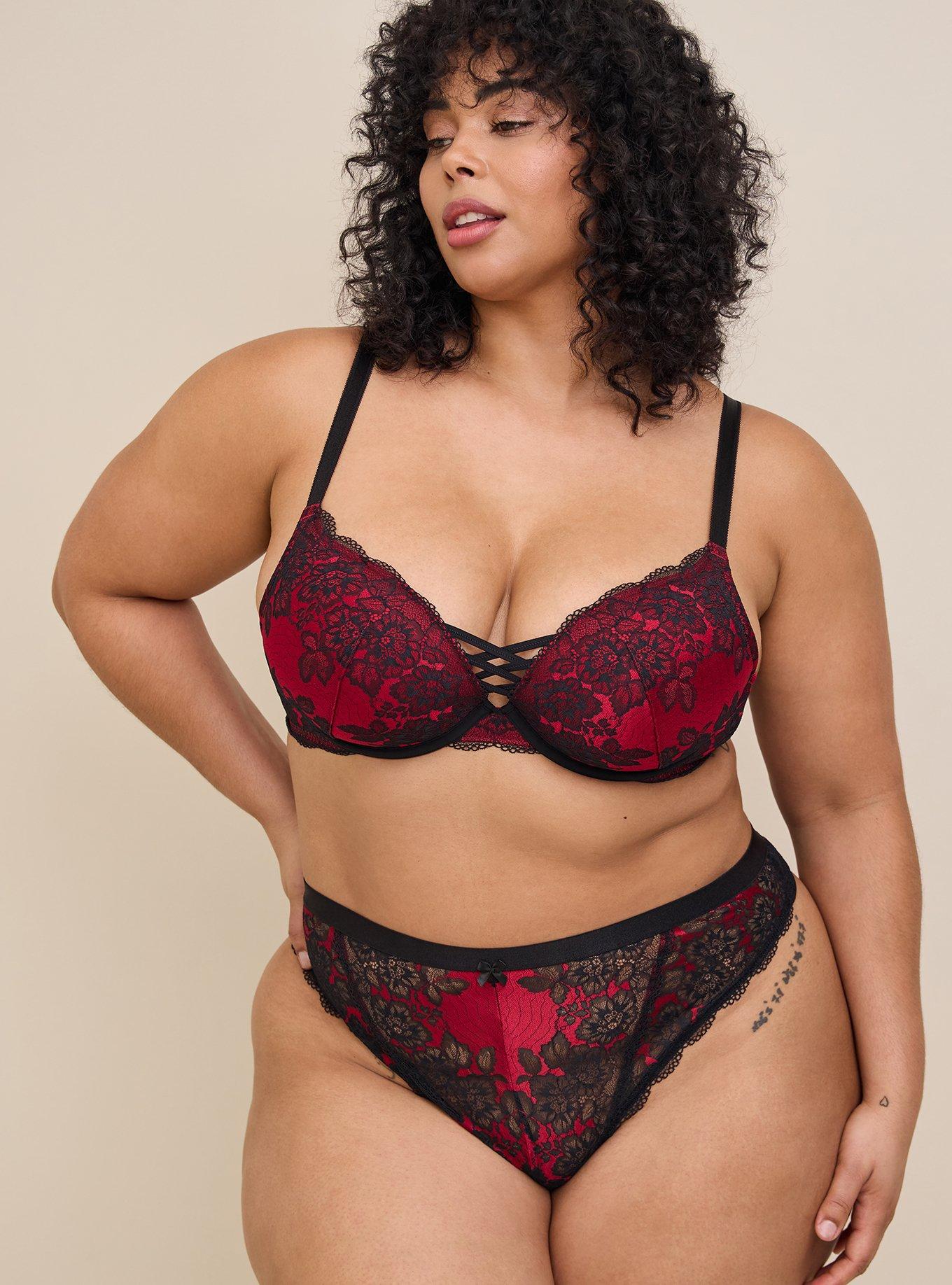 Plus Size XO Plunge Push-Up Bra, BIKING RED, alternate