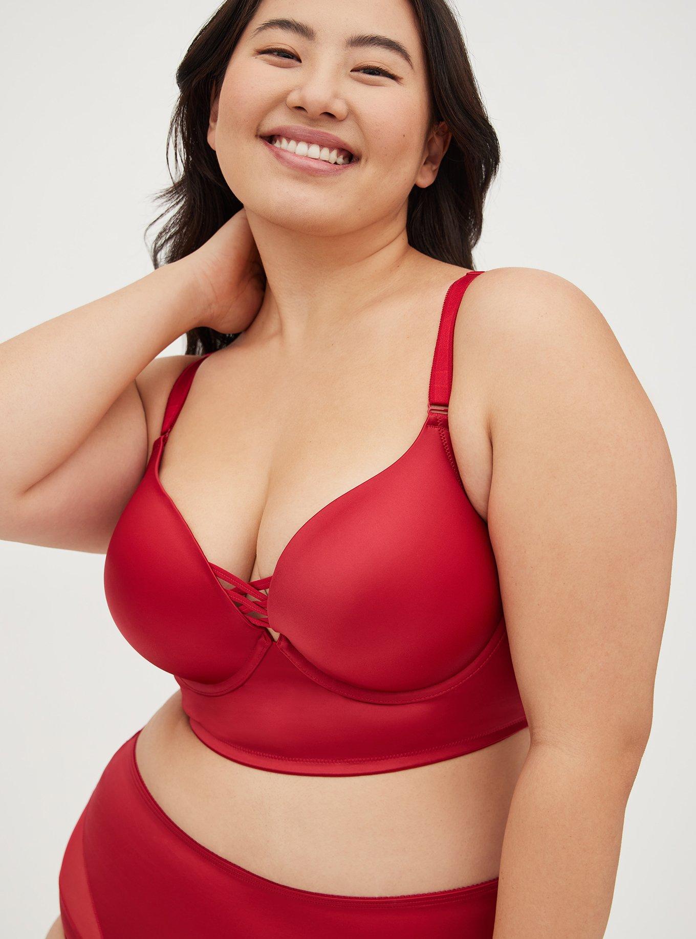 Plus Size XO Plunge Push-Up Bra, JESTER RED, alternate