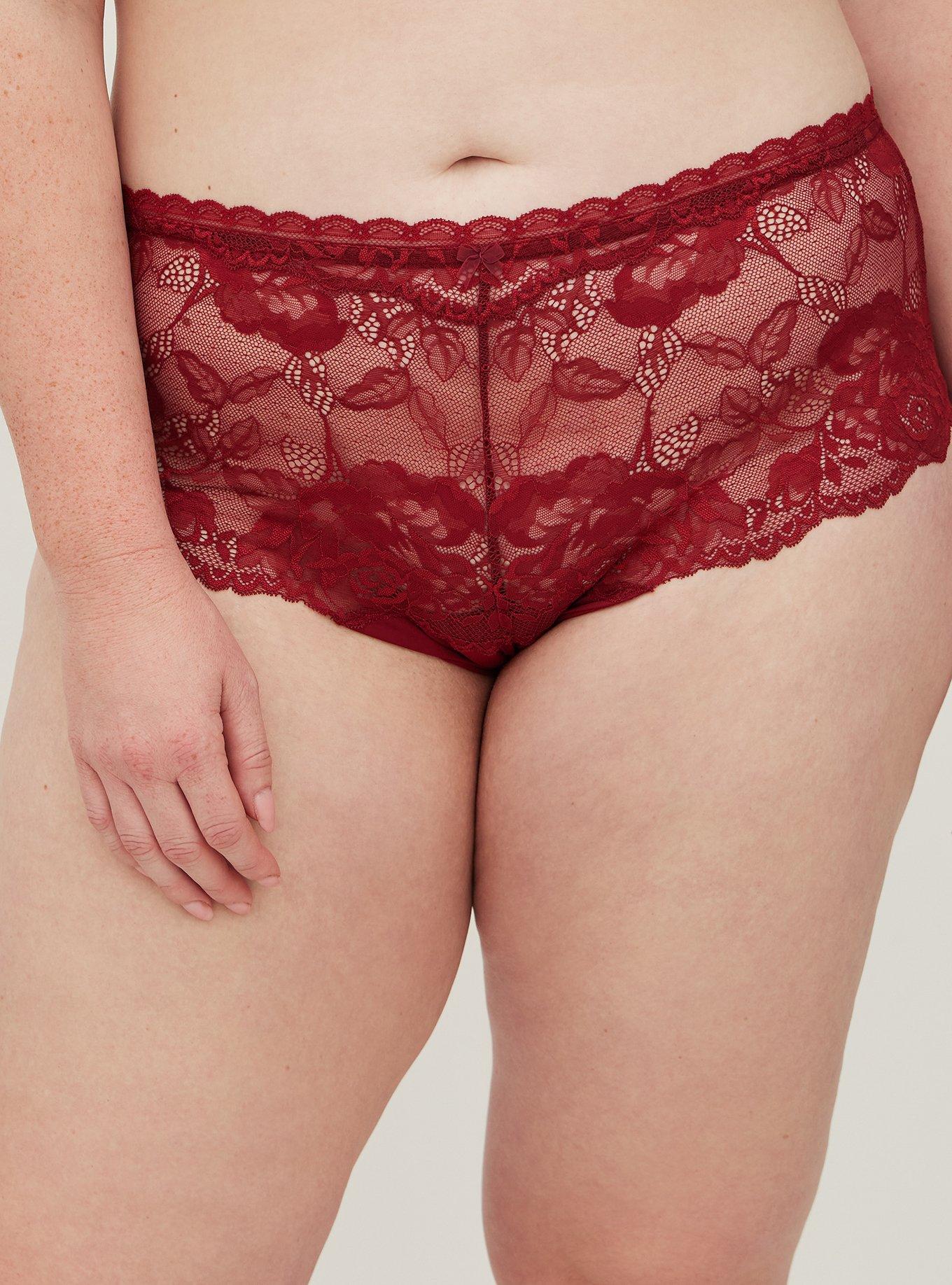 Plus Size - Floral Lace Cheeky Panty With Open Back Slit - Torrid