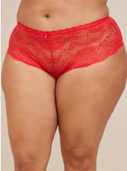 Floral Lace Cheeky Panty With Open Back Slit, POINSETTIA, alternate