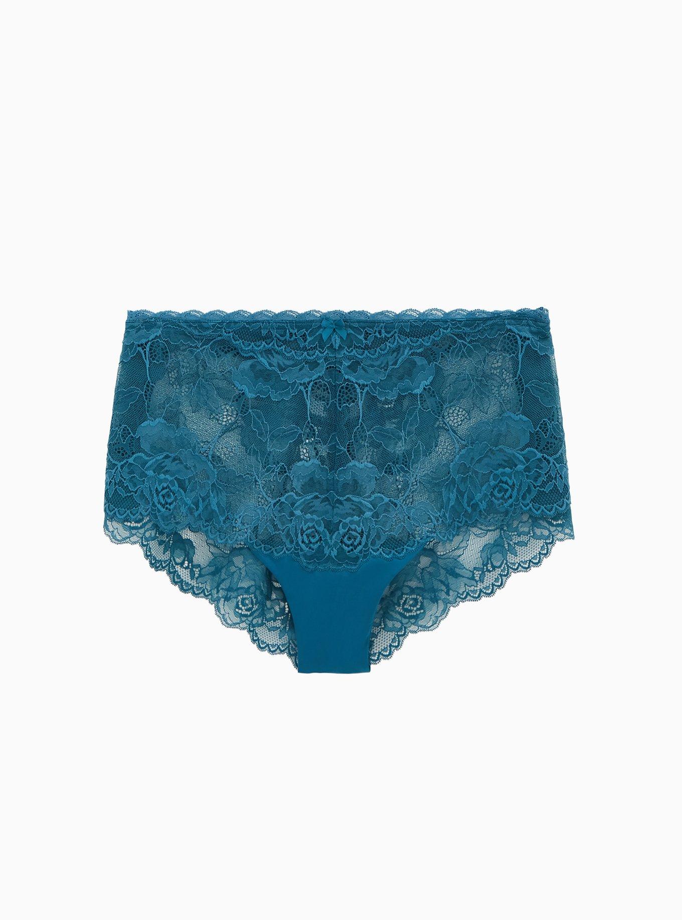 Super Soft Lace Detail High Waist Bikini Panty - Blue horizon