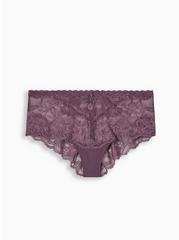Floral Lace Cheeky Panty With Open Back Slit, PLUM PURPLE, hi-res