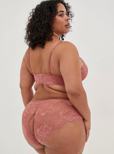 Floral Lace Cheeky Panty With Open Back Slit, WITHERED ROSE PINK, alternate