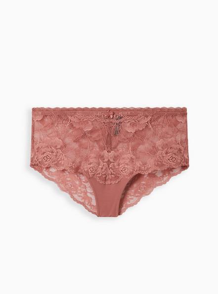 Floral Lace Cheeky Panty With Open Back Slit, WITHERED ROSE PINK, hi-res