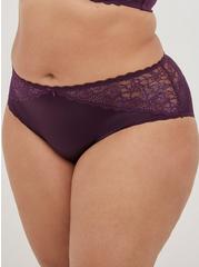 Plus Size Shine And Lace Mid-Rise Cheeky Panty, BLACKBERRY, alternate