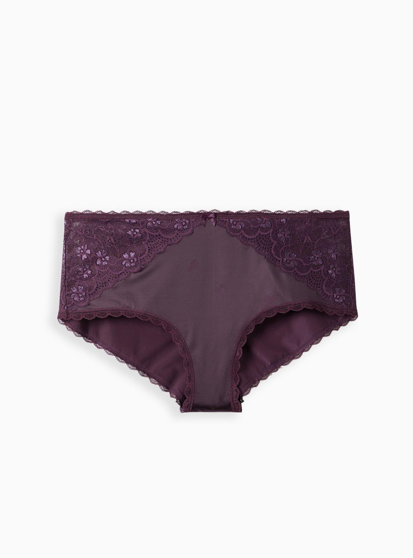 FaroLy Women Sexy Lace Satin Plus Size Panties Mid Waist