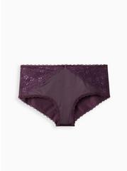 Plus Size Shine And Lace Mid-Rise Cheeky Panty, BLACKBERRY, hi-res