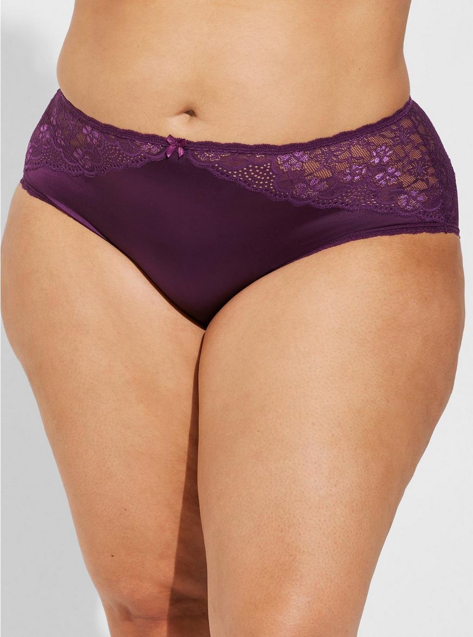 Shine And Lace Mid-Rise Cheeky Panty, DEEP PURPLE, alternate