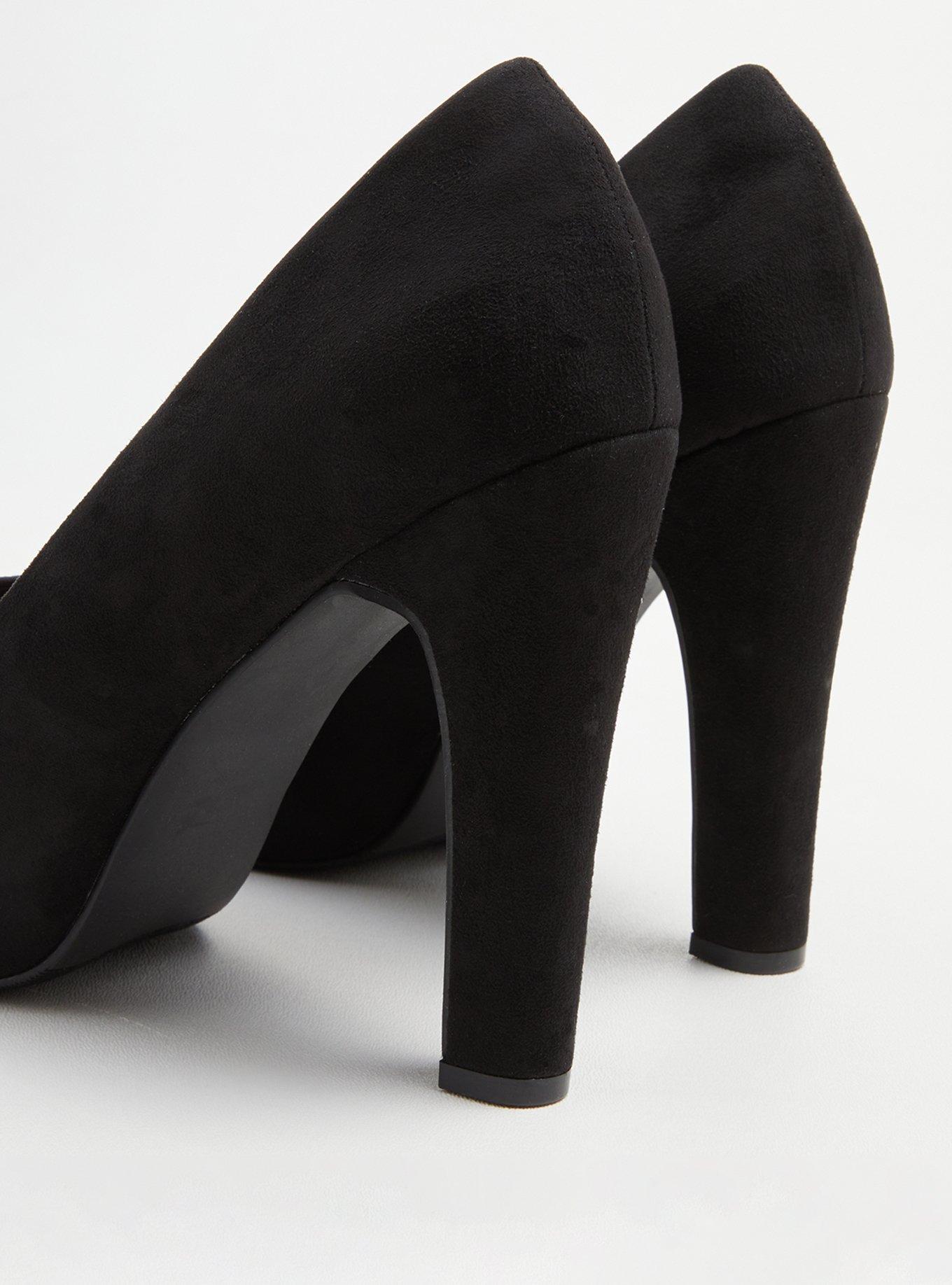 Platform Peep Toe Heel - Black Faux Suede (WW), BLACK, alternate