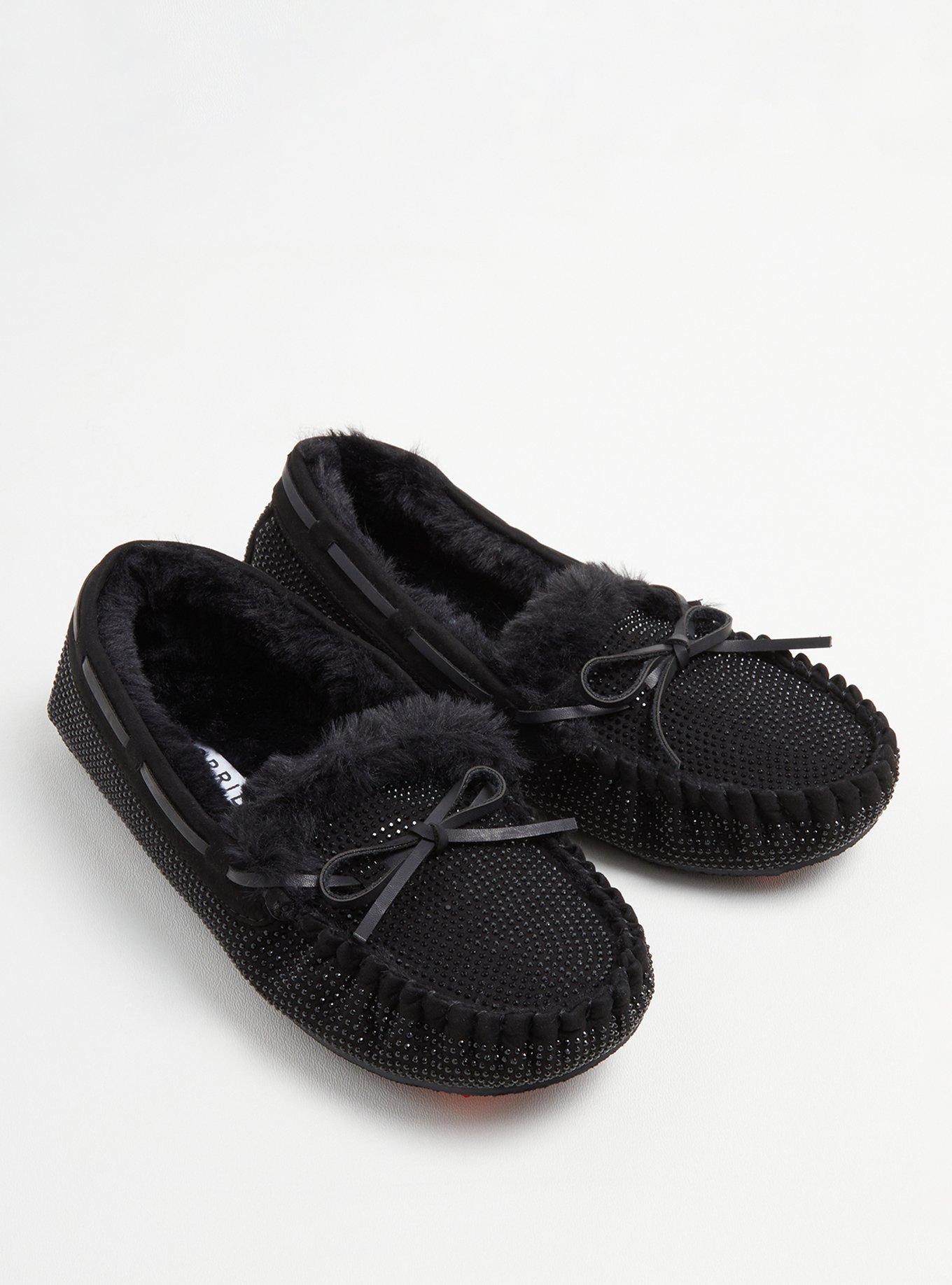 Embellished Bow Fur Slipper (WW), BLACK, alternate