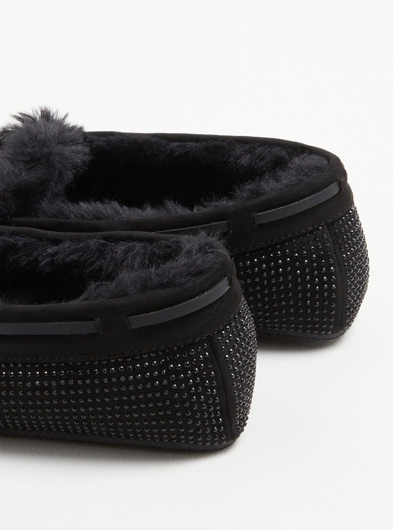 Embellished Bow Fur Slipper (WW), BLACK, alternate