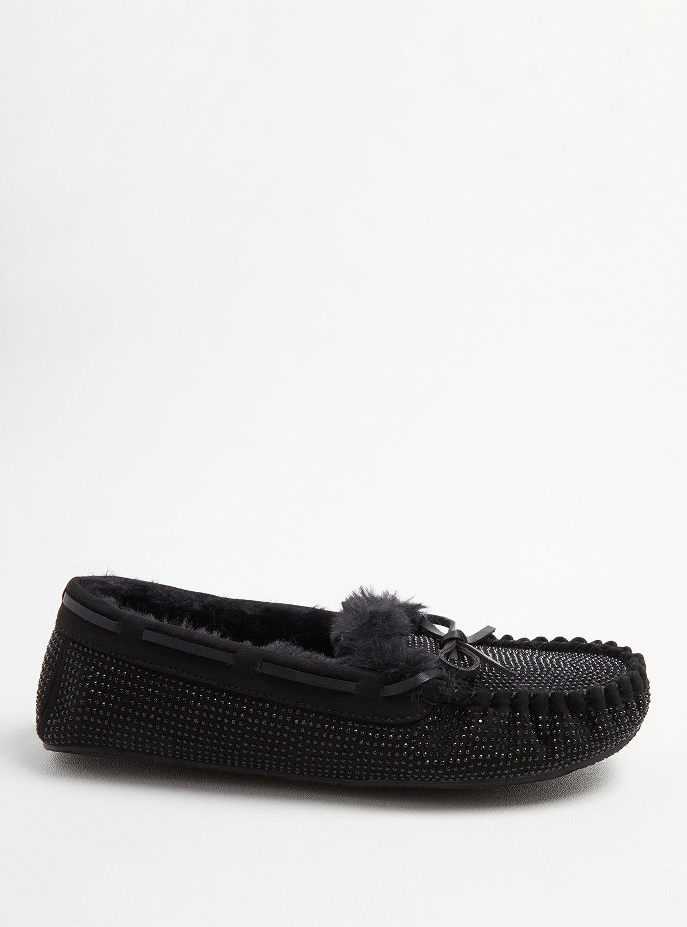 Embellished Bow Fur Slipper (WW), BLACK, alternate