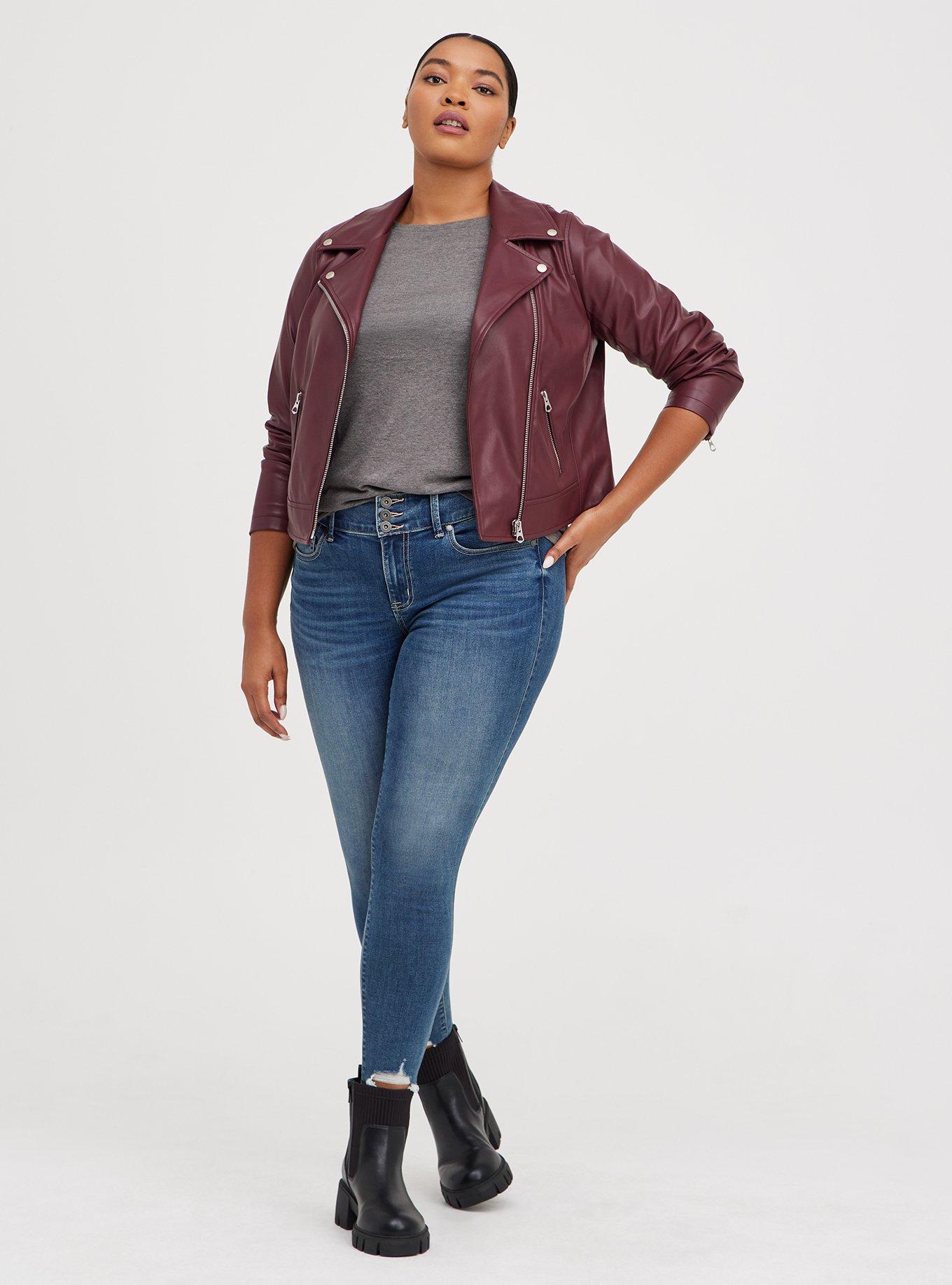 Burgundy moto clearance jacket