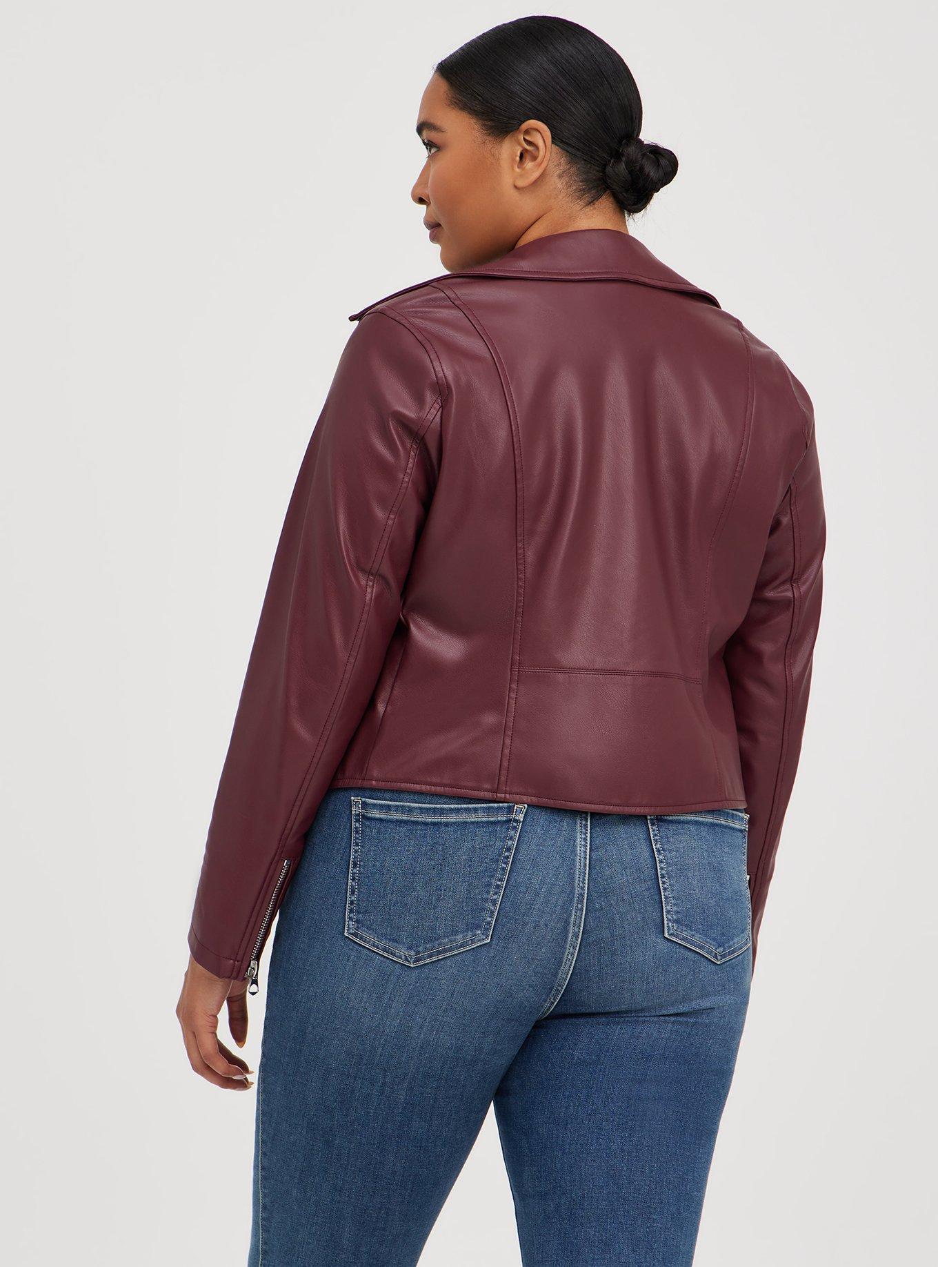 Plus Size Faux Leather Asymmetrical Moto Jacket Torrid