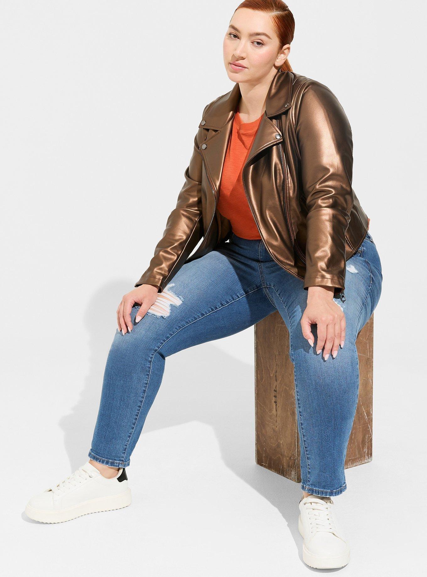 Plus Size - Faux Leather Asymmetrical Moto Jacket - Torrid