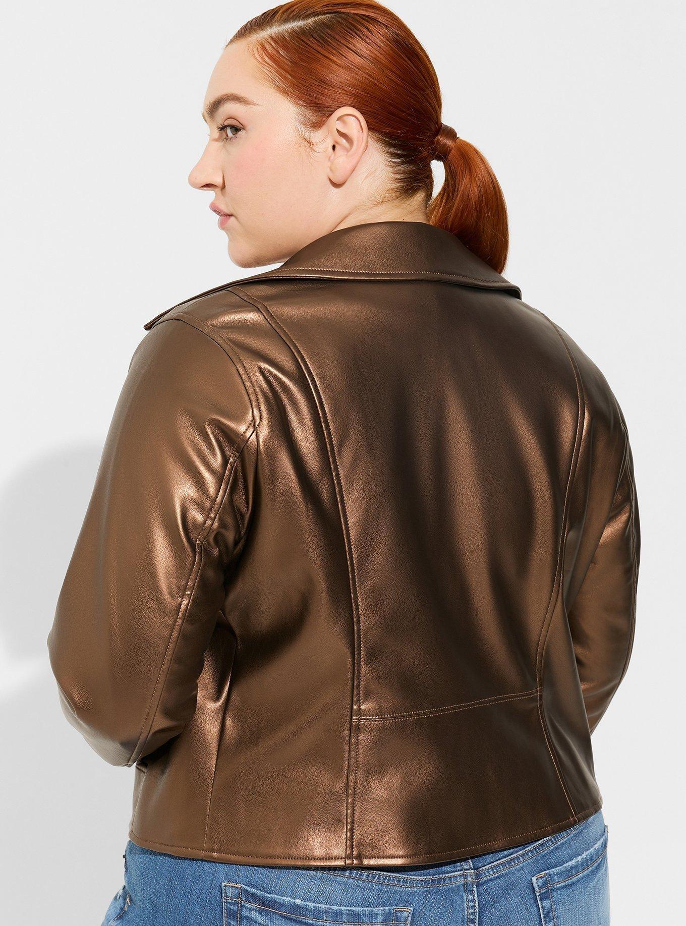 Asymmetrical faux leather on sale jacket