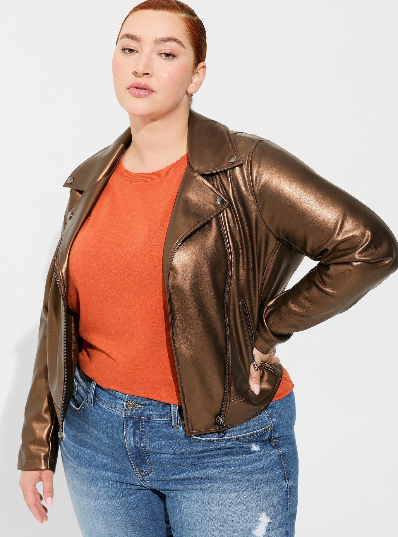 Plus Size - Faux Leather Asymmetrical Moto Jacket - Torrid