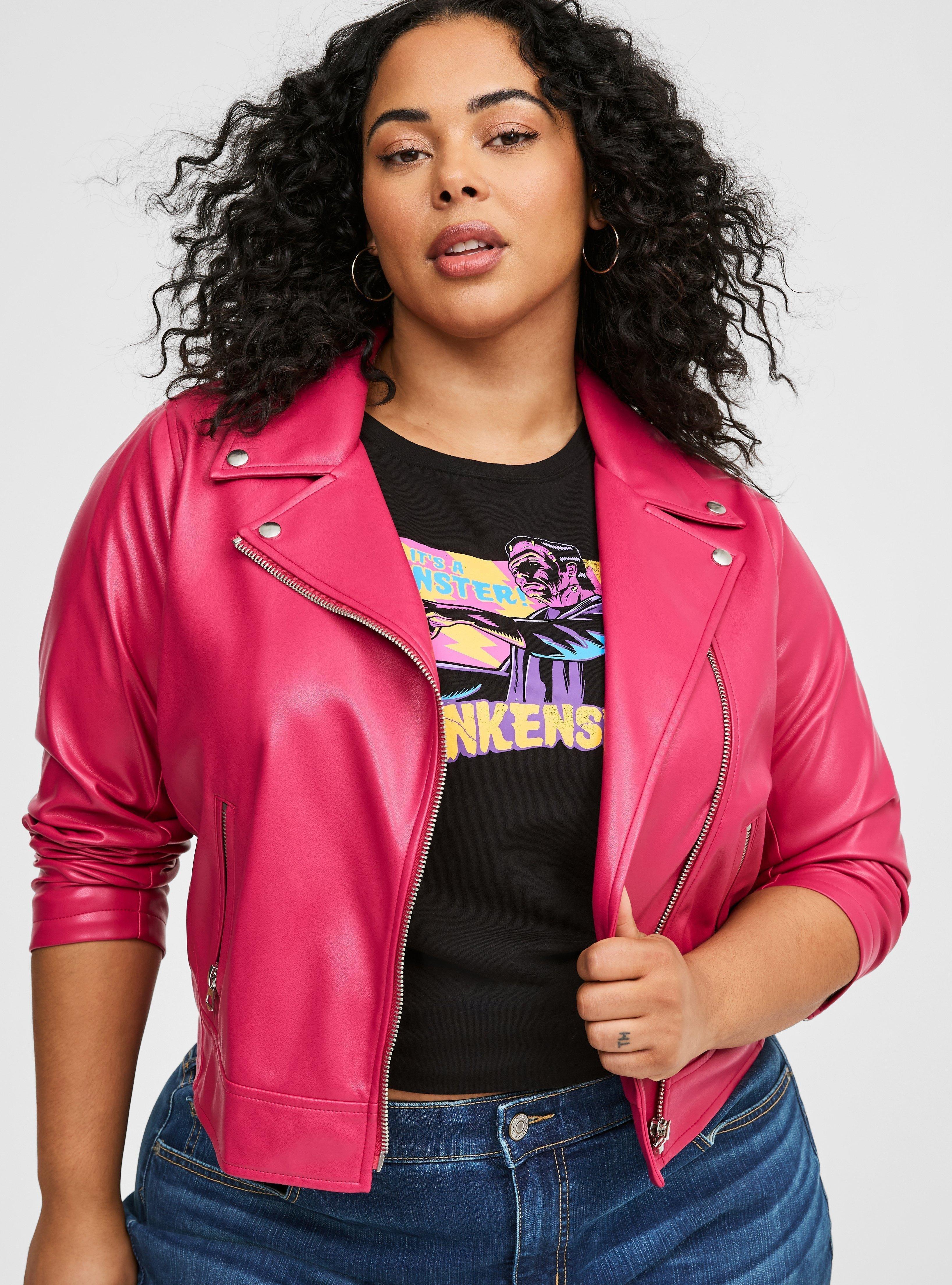 Plus Size - Faux Leather Asymmetrical Moto Jacket - Torrid