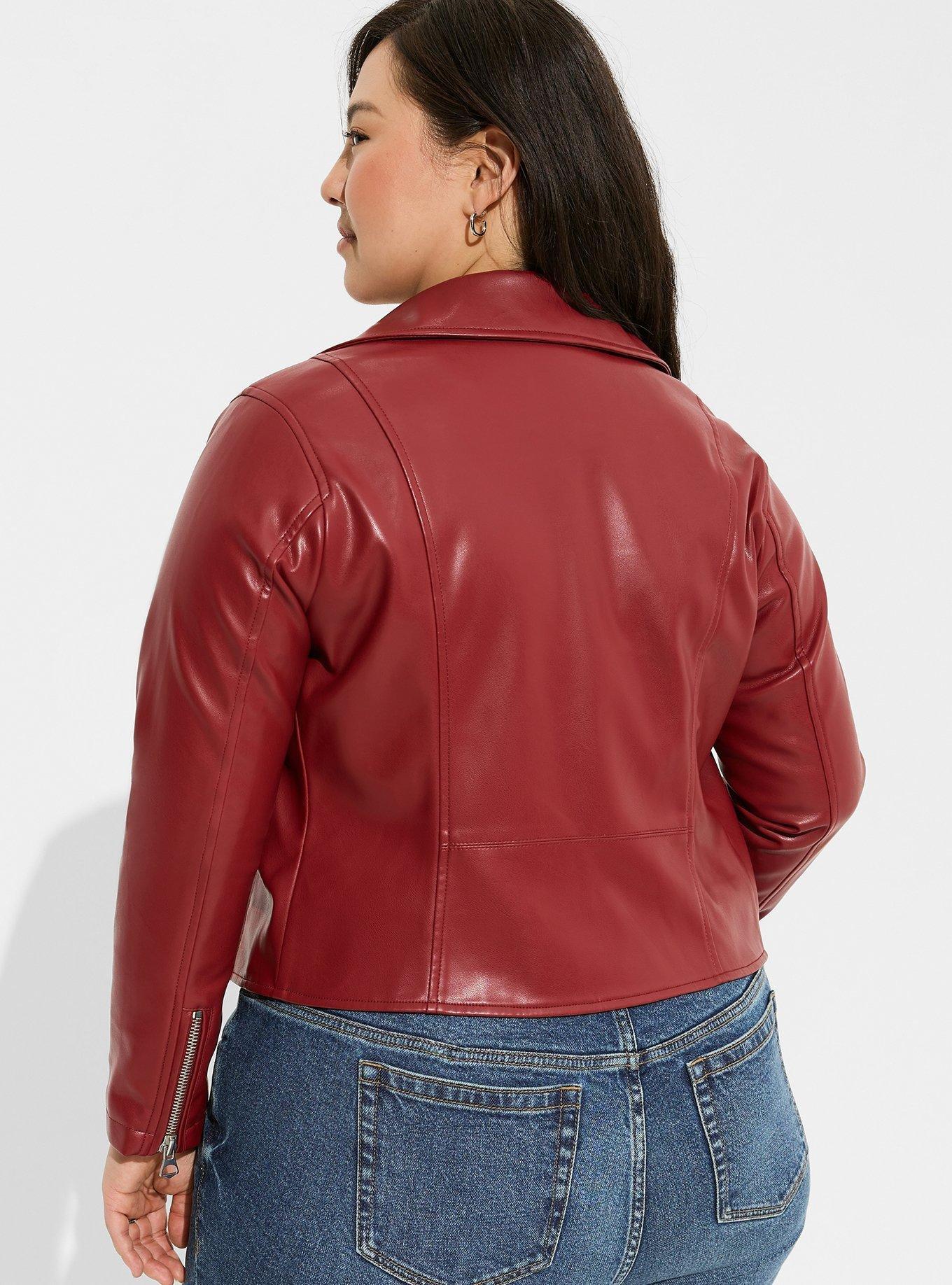 Plus size store red moto jacket