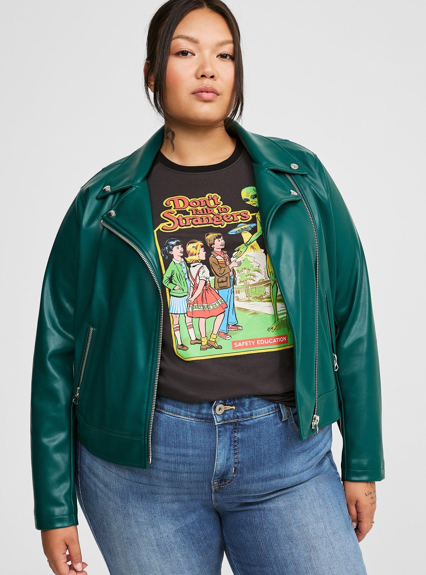 Off the shoulder moto jacket plus size best sale