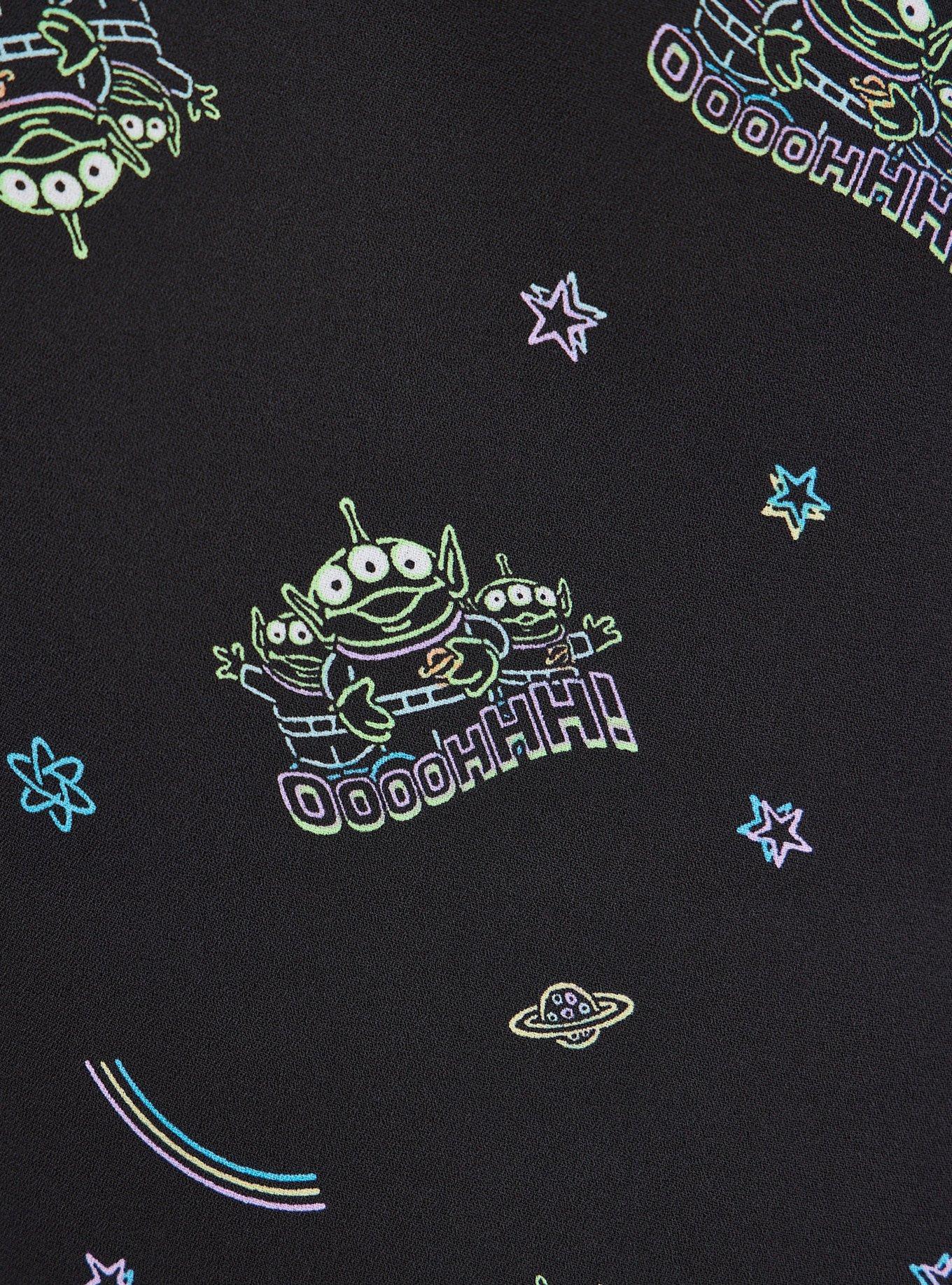 Plus Size Harper Pullover Blouse - Disney Toy Story Georgette Alien Neon Black, MULTI, alternate
