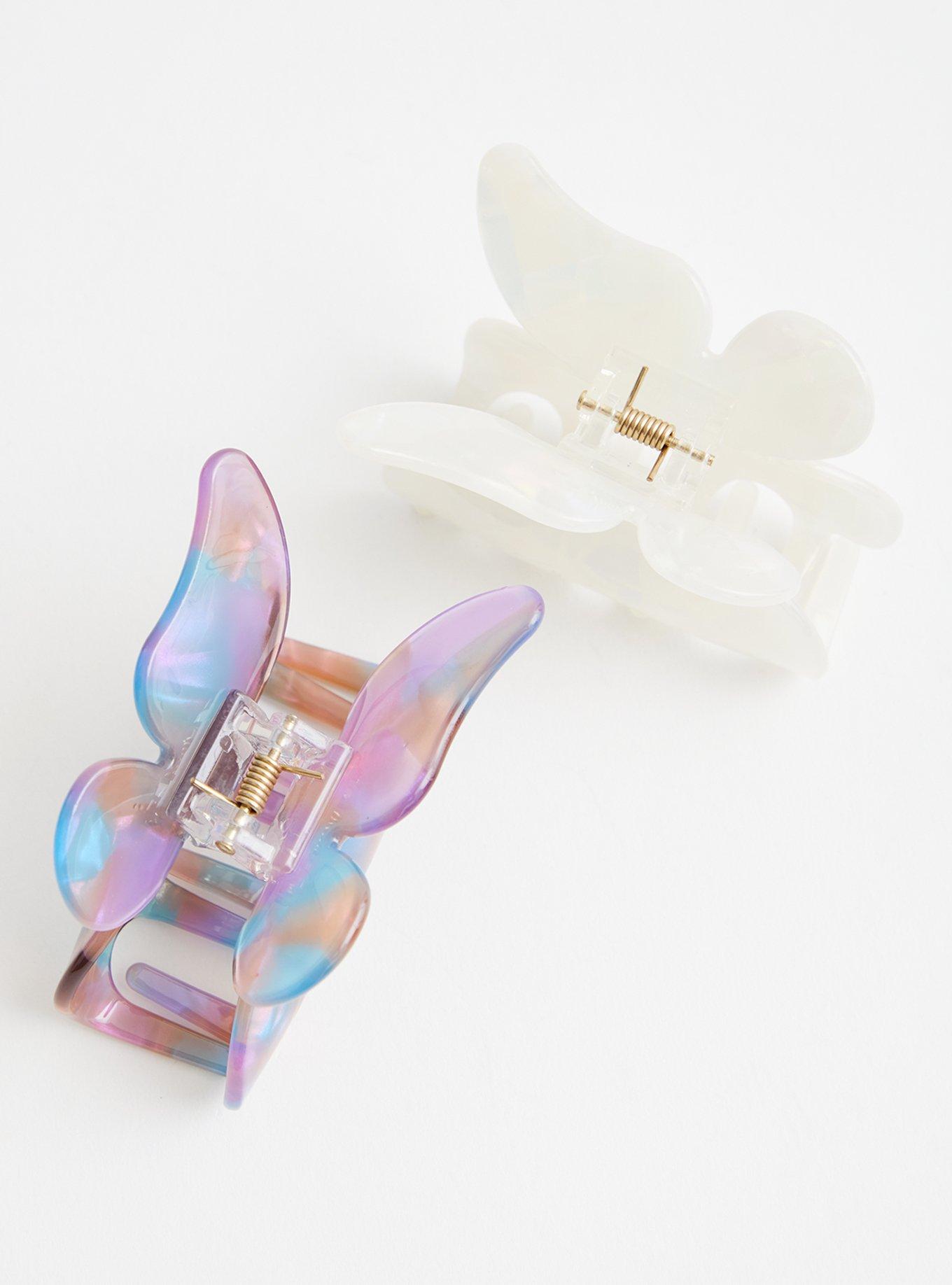 Purple And White Butterfly Clips, , alternate