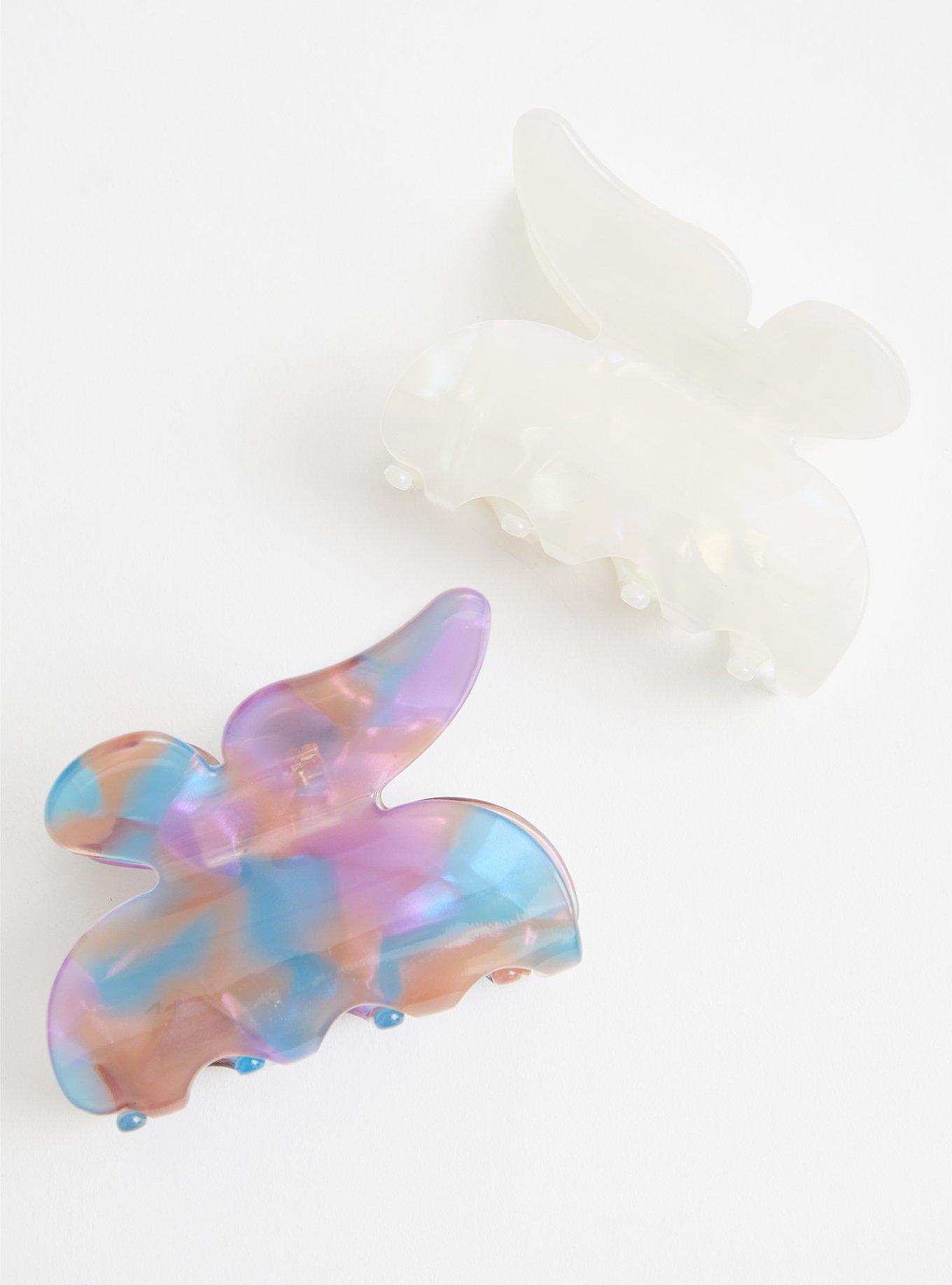 Purple And White Butterfly Clips, , hi-res