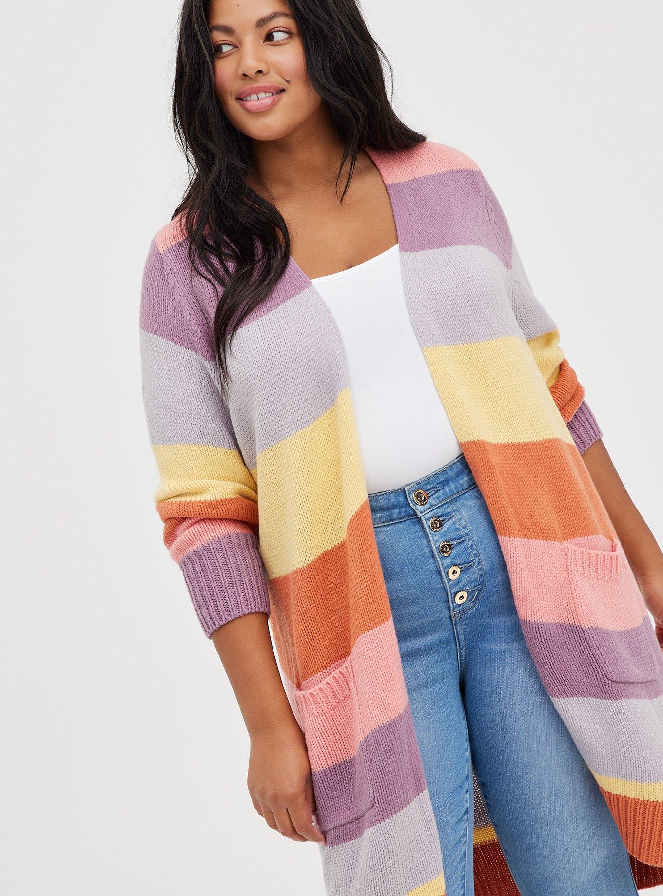 Color block shop open front cardigan